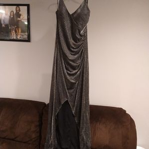 Vince Camuto Silver Evening Dress With Slit